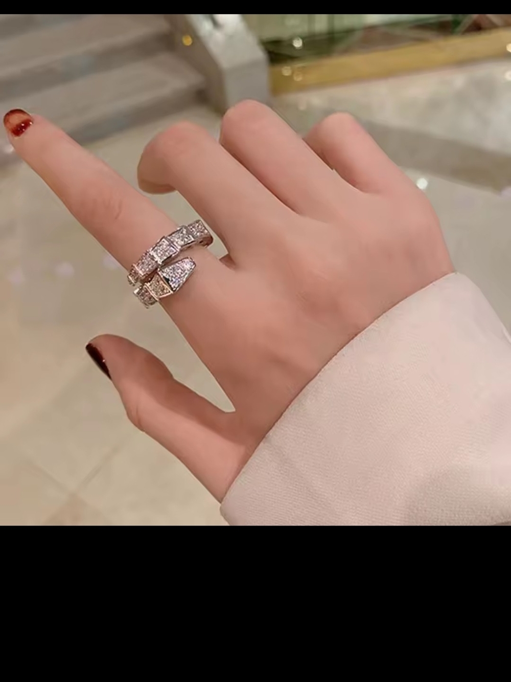 Silver Crystal Pavé Double Band Ring - Women's Fashion Jewelry. Size 8